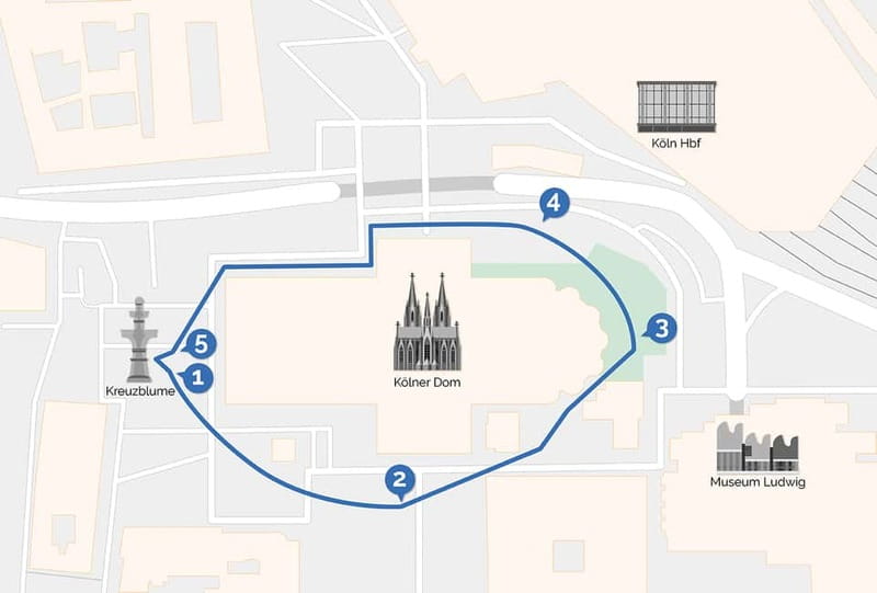 Cologne Cathedral Walking Tour around the cathedral with VR - Roncalliplatz and the medieval building story