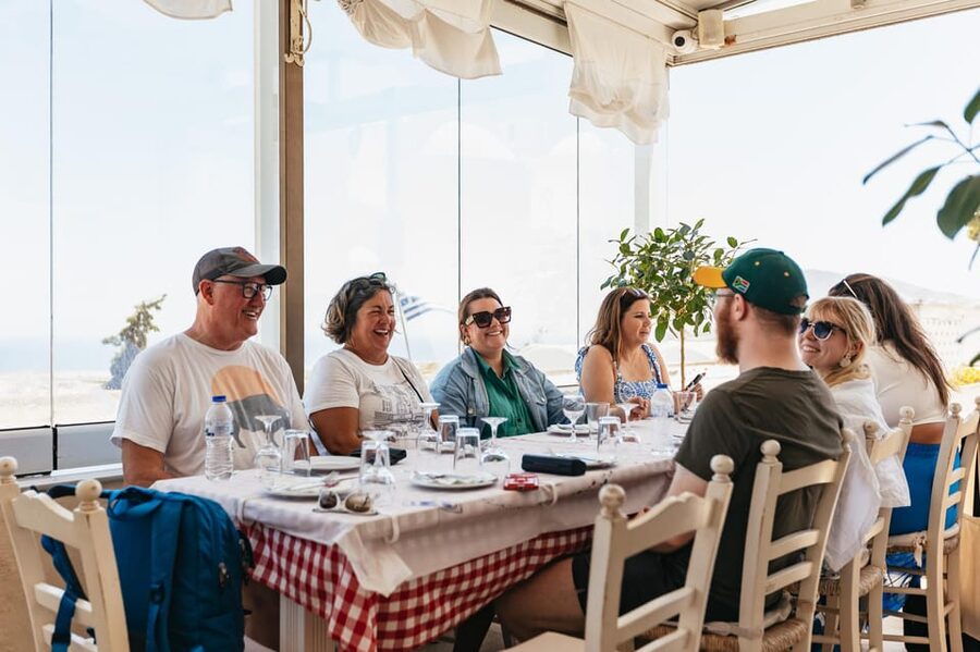 Fira: Guided Foodie Walking Tour with Tastings - Souvlaki, Greek drinks, and familiar local favorites