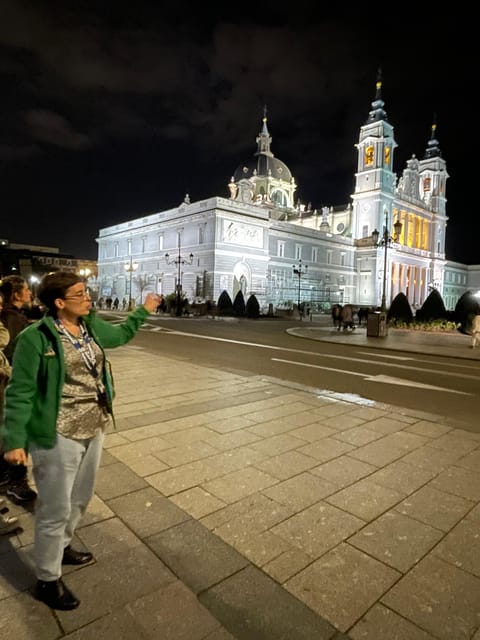 Madrid: Enchanted Evening Walking Tour in Spanish - Almudena Cathedral and the old city edge