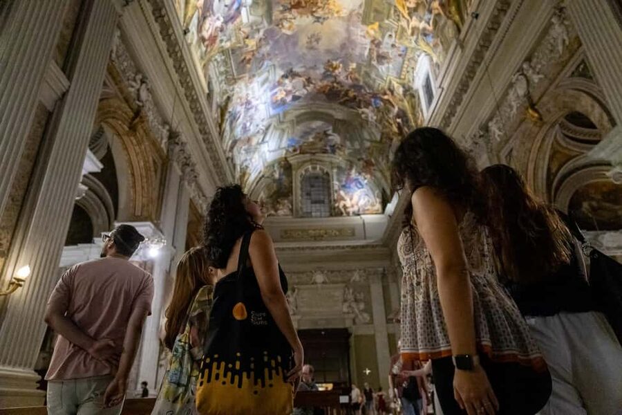 Rome: Moonlight Guided Walking Tour – Free for Kids - Sant’Ignazio and Rome’s painted dome trick
