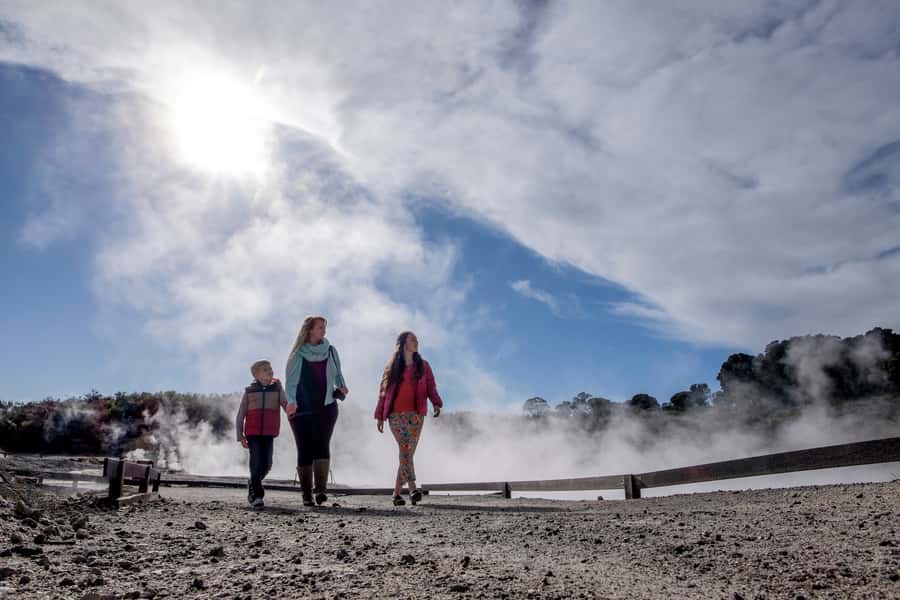 Rotorua: Hell's Gate Geothermal Walk - Māori carving and the mud foot pool
